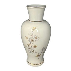 Vintage 1978 Hyalyn Ceramic Dogwood Floral Vase 10"